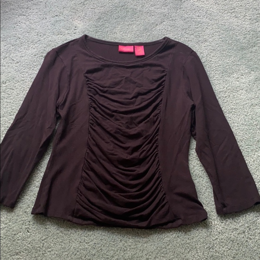 black ruffled shirt